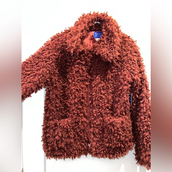 Women’s teddy jacket-Burgundy size small - Picture 3 of 4